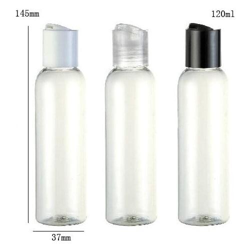 24 x 120ml Clear New Fashion DIY PET Round Shoulder Cosmetic and Lotion Bottle with Disk Cap Bottle