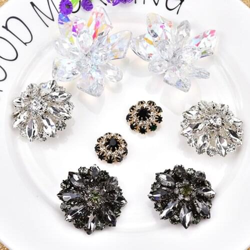 4pcs/Lot Rhinestone Crystal Button Sewing For Clothes Shoes Diy Accessories Headbands 2cm/4cm/5cm Width