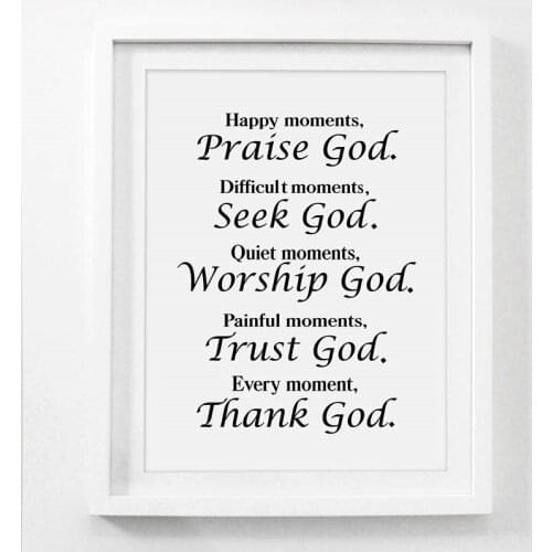 Abstract Canvas Painting Bible Verse Quote Home Decor Posters and Prints Every Moment Thank God Religion Wall Picture Unframed