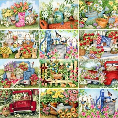 5D DIY Diamond Painting Flowers Birds Cross Stitch Kit Full Drill Square Embroidery Mosaic Art Picture of Rhinestones Decor Gift