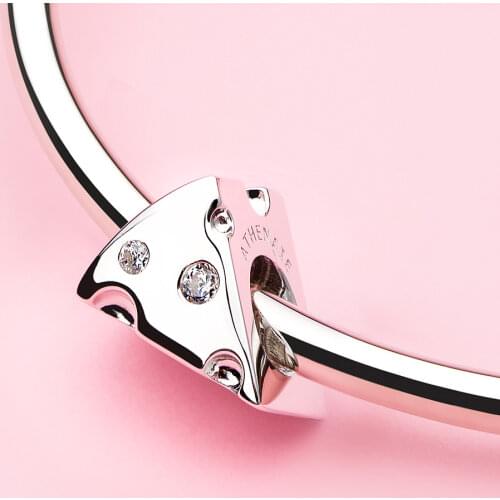 ATHENAIE 925 Sterling Silver Shine Zircon Tasty Cheese Charms Beads Fit Bracelet Necklace DIY Jewelry Birthday Gift