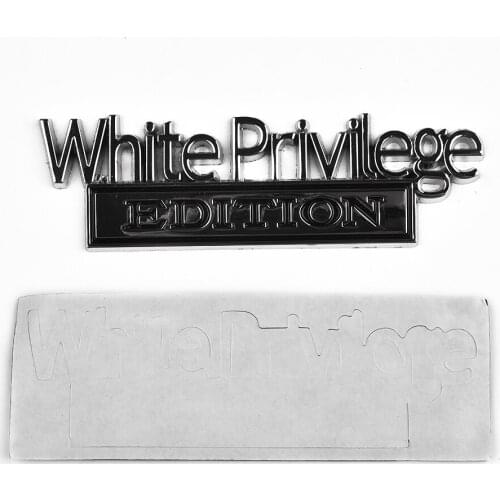 White Privilege Edition Car Truck 3D Letter Fender Emblem Badge Sticker Decal Letter Personalized Car Decals Water Proof