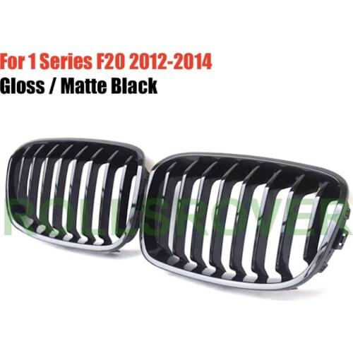 ROLLSROVER Black ABS Front Bumper Grille Grill For 1 Series F20 2012-2014 Single Strip Car Styling