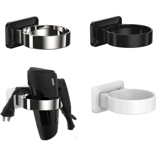 Hair Dryer Holder Blower Organizer Sticker Base Shelf Nail Drill Free Bathroom Storage Hairdryer Holder Rack Home Improvement