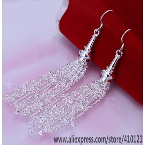 E113 Hot Sale High Quality Silver Clolor Jewelry,Wholesale Jewelry Elegant Charms Fashion Line Earrings /dimalzta Etuanlba