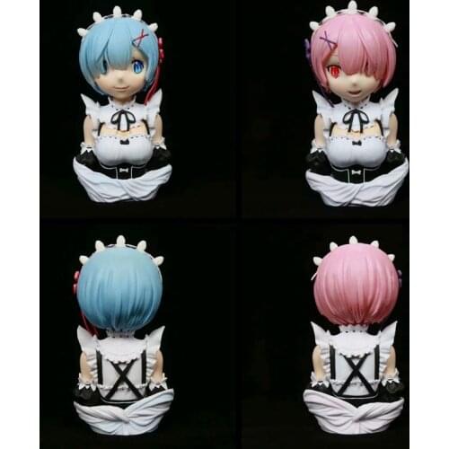 17cm Anime Re:Life In A Different World From Zero Scratch Ram Rem Action Figure Anime PVC Half Length Portrait Model Dolls Gifts