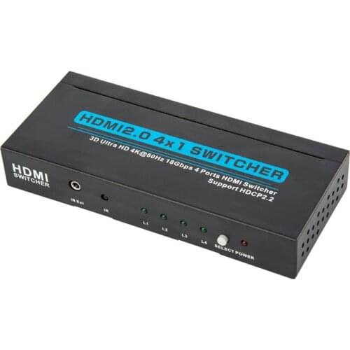 HDMI Switch 4 in 1 Out 4 x 1 HDMI2.0 4K 18Gbps with IR Remote Control