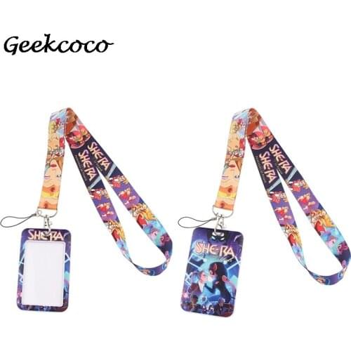 J1989 Cartoon princess Lanyard Keychain key Badge Mobile Phone Rope Lanyard With Kawaii Card Holder Cover for kid