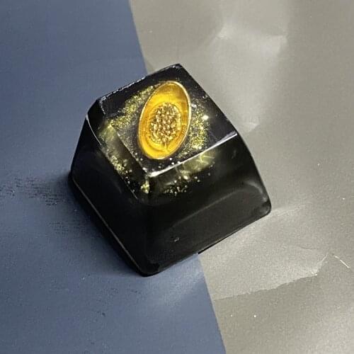 Chinese Traditional Currency Design Resin Keycaps For Cherry Mx Switch Mechanical Keyboard OEM R4 Black Gold Backlit Key Caps