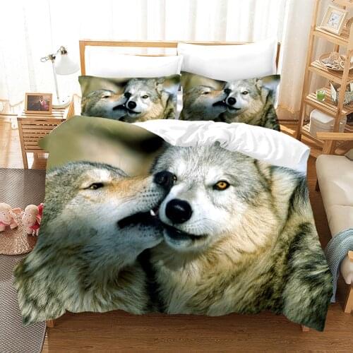 Wolf And Moon Bedding Set Animal Forest Wolves Fashion Comforter Bed Linen Twin Queen King Single Size Decor Duvet Cover Sets 05
