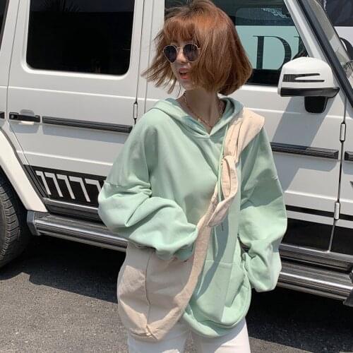 Korean Oversized Hoodie Zipper Women Sweatshirt Solid Color 2020 Autumn Casual Harajuku Female Top Long Sleeve Loose Plus Size