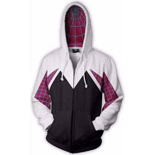 Spider Gwen Stacy Cosplay Costume 3D Zipper Jacket Coat Outfit Clothing Hoodies Sweatshirt Halloween Costumes