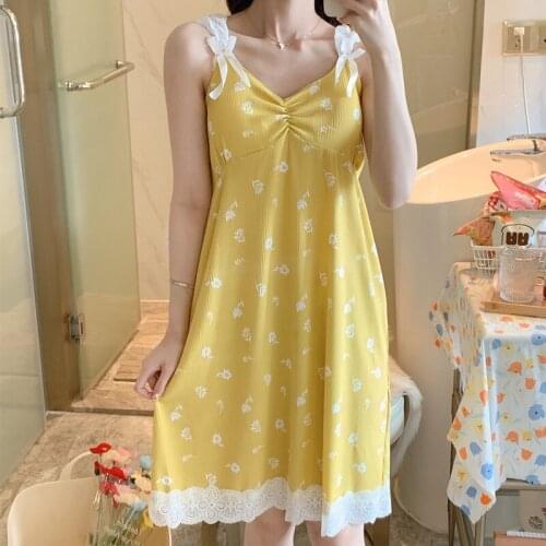 Pajamas women in the summer of 2021 the new condole belt bra lace sweet princess wind milk silk nightgown household to take