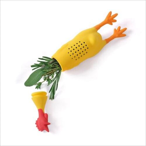 Cute Silicone Chicken Rooster Hen Silicone Infuser For Herbs Tea Seasoning Pot Condiment Container Spice Box Reusable Durable