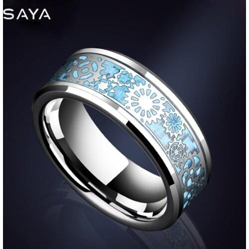Men Rings, Punk Tungsten Gear 8mm Width Ring, Fashion Jewelry, Customized, Free Shipping
