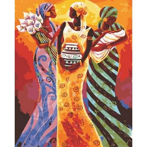 GATYZTORY 60x75cm Diy Frame Three women Figure Painting By Numbers Kit Modern Wall Art Picture Acrylic Paint By Numbers