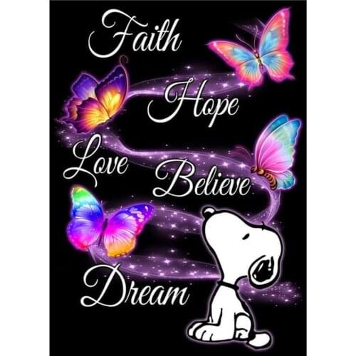 Diamond Painting Kits 5D Diamond Painting Cartoon Butterfly Text Art DIY Crafts Round Diamond Mosaic Cross Stitch Home Decor