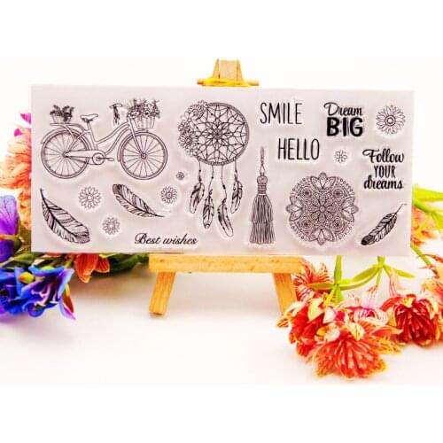 Bicycle and feather Clear Seal Stamp DIY Scrapbooking Embossing Photo Album Decorative Paper Card Craft Art Handmade Gift
