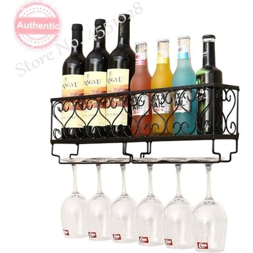 Wall Mount Wine Rack Wine Bottle Metal Shelf Glasses Goblet Holder Home Bar Christmas Decoration Storage Holder Rack