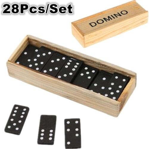 28 Pcs/Set Wooden Domino Board Games Travel Funny Table Game Dominoes Toys Kid Children Educational Toys For Children Kids Gifts