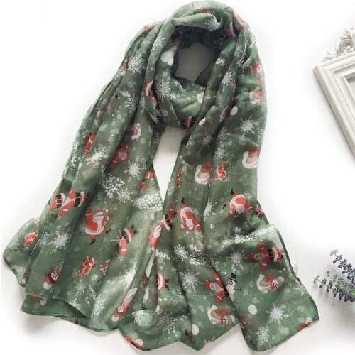 2020 New Santa Claus Print Christmas Scarf Shawls Long Snowflake Scarves Gift Wrap Hijab Free Shipping