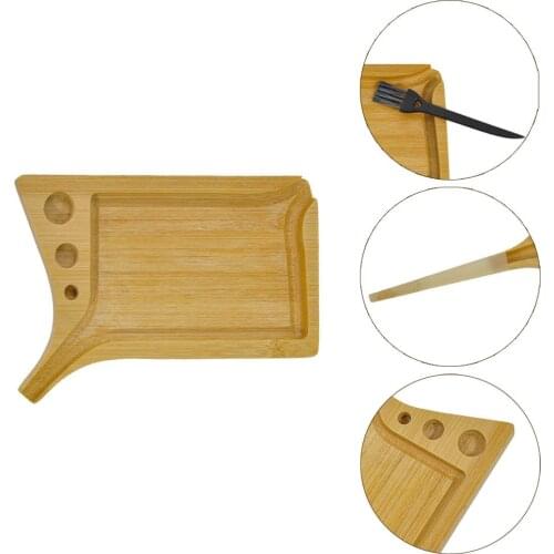 New wooden cigarette tray horn cigarette operation panel, can be used in multiple directions Cigarette weed tray with brush