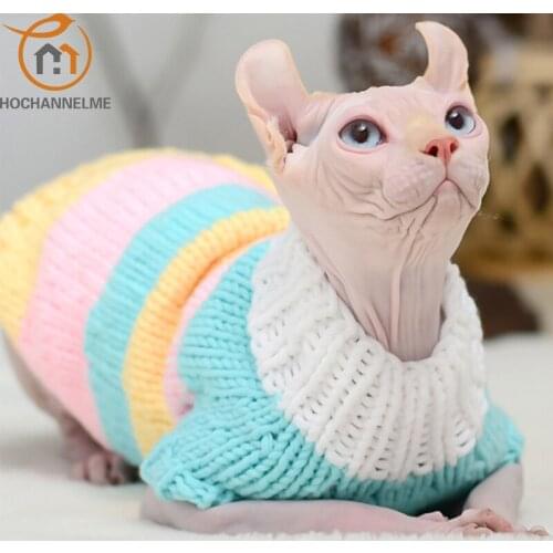 Sphinx Deven Clothes Hairless Cat Warm Sweater Pet Cat Clothes Autumn Winter Knitting British Kitten Siam New Year Dress