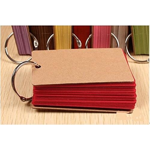 Binder Ring Easy Flip Flash Cards Index Card, 50 Unruled Blank White Pages, 2 Pack (Red)