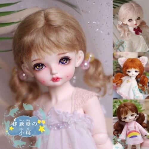 BJD doll wig mohair wool wig double pigtail ponytail spot 3 points giant baby 4 points 6 points 8 points big girl doll acce