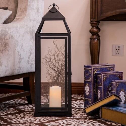 Nordic Wind Proof Candle Holders Vintage Glass Outdoor Lantern Metal Candle Holders Wedding Hanging Iron Portavelas Home AD50CH