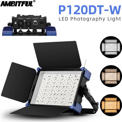 AMBITFUL P120DT-W Professional LED Video Light 90W Bi-Color 2800K-5600K CRI97+TLCI99 0 Noise for News Interview Video Shoting