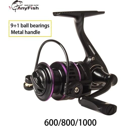 ANYFISH CORE-X Fishing Spinning Reels 600/800/1000 9+1BB Gear Ratio 5.2:1 Max Drag 4kg Metal Handle Reel Fishing Power Handle