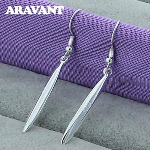 925 Silver Jewelry Long Drop Earrings For Women Bridal Wedding Silver Plated Earring Jewelry Gifts