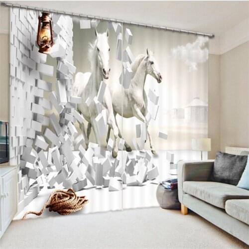 Curtains Horse print Luxury Blackout 3D Window Curtains For Living Room office Bedroom Drapes cortinas Rideaux Customized size