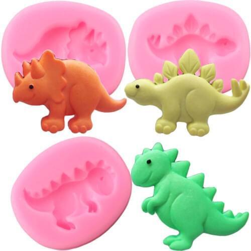 Dinosaur Silicone Mold DIY Cupcake Topper Fondant Mould Baby Birthday Cake Decorating Tools Candy Clay Chocolate Gumpaste Moulds