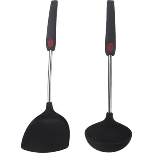 Silicone Stainless Steel Kitchenware Non stick Cookware Cooking Tool Spatula Ladle Shovel Spoon Soup Kitchen Utensils