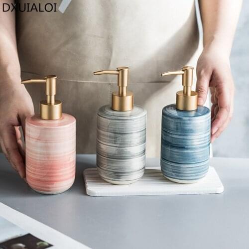 Modern simple ceramic hand sanitizer bottled bathroom accessories shower gel shampoo press lotion bottle home decoration 350ml