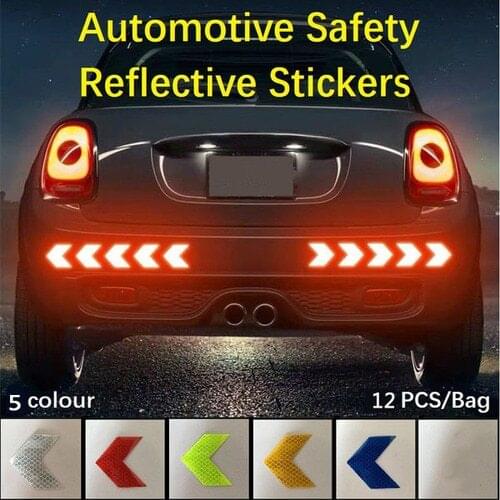 Automotive Safety Reflective Stickers,Arrow Super Reflective Safety Sticker,5 Color and 12PCS/Bag