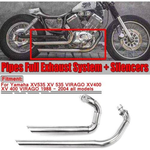 XV535 XV 535 Motorcycle Muffler Pipe Full Exhaust System+Silencers For Yamaha XV535 XV 535 VIRAGO XV400 XV 400 VIRAGO 1988-2004
