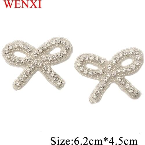 WENXI20CS Wholesale Sliver Crystal Rhinestone Applique Patch For Shoes Wedding Dress Belt Accessories WX920
