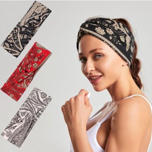 Women Paisley Headbands Hair Accessories Girls Cotton Makeup Hair Band Bohemian Twist Elastic Headband 2020 5 Colors