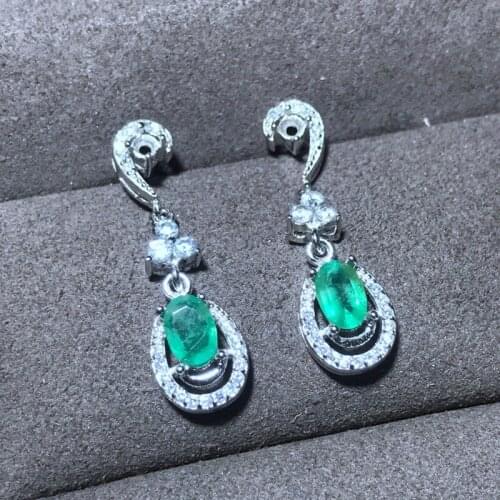 Created Emerald earring For Women Solid 925 Sterling Silver Jewelry Nice Jewelry Gift