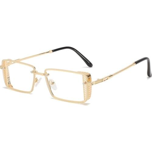 2021 Newest Punk Sunglasses Metal Small Aquare Frame Fashion Modern Ladies Eyeglass Personality Eyeglasses Ins UV400 Spectacles