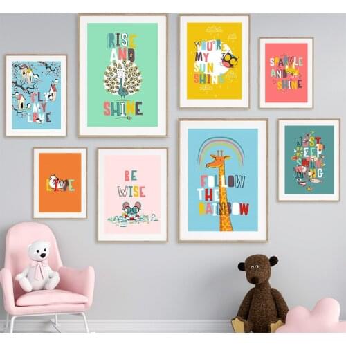 Giraffe Zebra Panda Inspirational Quote Wall Art Canvas Painting Nordic Posters And Prints Nursery Wall Pictures Kids Room Decor