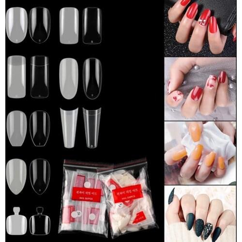 1 Bag False Nail Tips Easy to Fit Widely Applied Transparent Plastic Flake Nails Half Cover for DIY Nail accessories