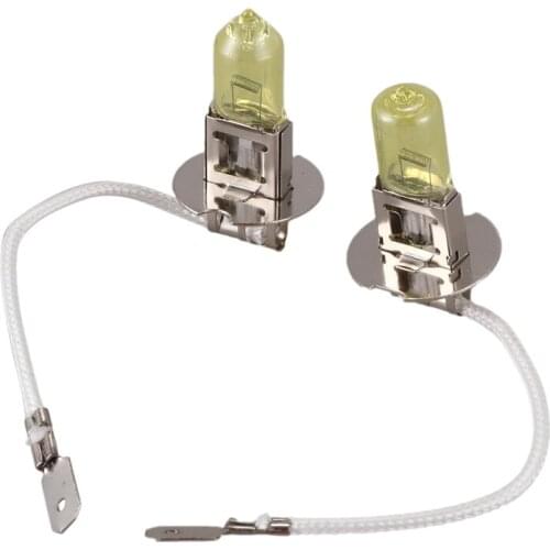 2X H3 55W Yellow Car Driving Fog Xenon Halogen Replace Headlight Lamp Light Bulb