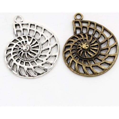 35x29mm 6pcs Antique Bronze And Antique Silver Plated Conch Handmade Charms Pendant:DIY for bracelet necklace