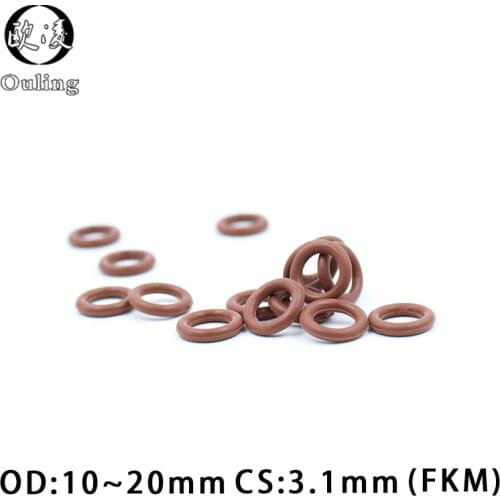 5PCS Fluorine rubber Ring Brown FKM O ring Seal CS:3.1mm OD10/11/12/13/14/15/16/17/18/19/20mm Rubber ORing Seal OilRing Gasket