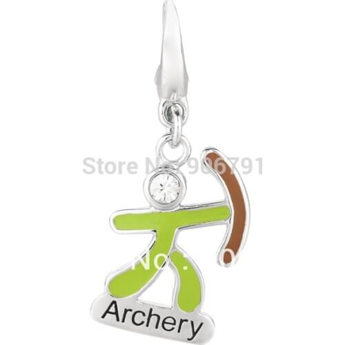 5pcs a lot enamel silver plated bow archery charms