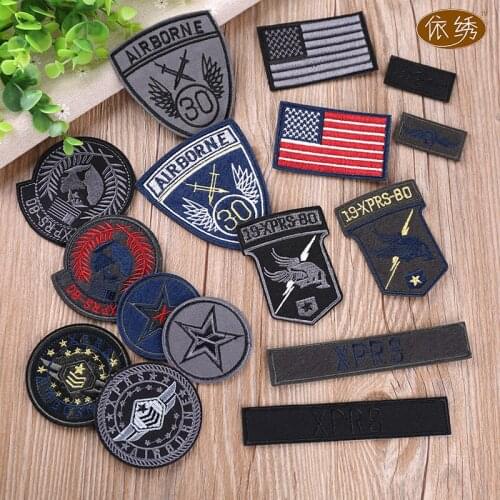 50pcs/lot Vintage round Embroidery Patch Letter Air Army Backpack Clothing Decoration Accessory Diy Iron Heat Transfer Applique
